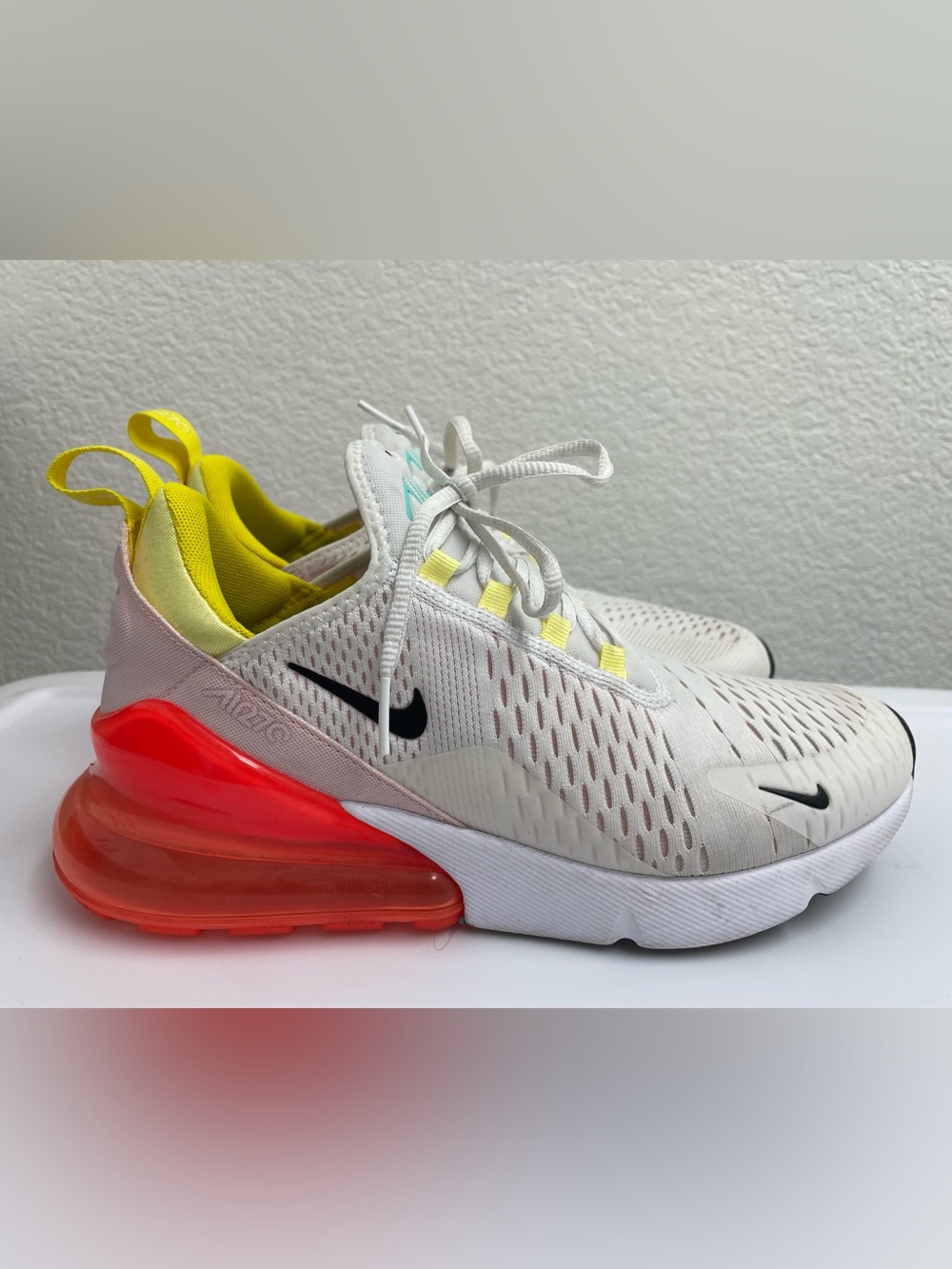 Nike Women's Air Max 270 Sneakers - White with Orange & Yellow Accents